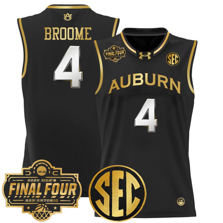 Men Auburn Tigers #4 Broome black 2025 Final Four Patch Lightweight  NCAA Jersey